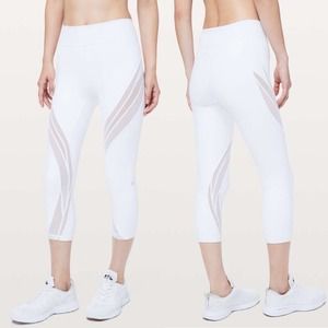 Lululemon White Mesh Crop Leggings 21* Inseam Womens Size 12